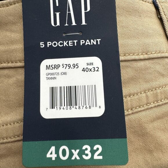 NEW $79 Retail Gap Men's Slim Fit 5 Pocket Khaki Pant Size 40 x 32 Soft Twill - Picture 4 of 14